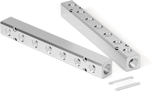 TAILONZ PNEUMATIC 1/2"NPT مدخل و1/4" NPT مخرج 10 طرق تحويل كتلة الألومنيوم كتلة توزيع الهواء الهوائية لمصدر الهواء المضغوط والعادم 2 قطعة in Kuwait