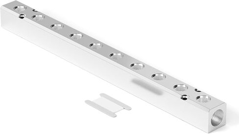 TAILONZ PNEUMATIC 1/2"NPT مدخل و1/4" NPT مخرج 10 طرق تحويل كتلة الألومنيوم كتلة توزيع الهواء الهوائية لمصدر الهواء المضغوط والعادم 2 قطعة in Kuwait