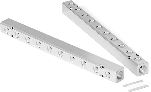 TAILONZ PNEUMATIC 1/2"NPT مدخل و1/4" NPT مخرج 10 طرق تحويل كتلة الألومنيوم كتلة توزيع الهواء الهوائية لمصدر الهواء المضغوط والعادم 2 قطعة in Kuwait
