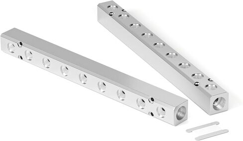 TAILONZ PNEUMATIC 1/2"NPT مدخل و1/4" NPT مخرج 10 طرق تحويل كتلة الألومنيوم كتلة توزيع الهواء الهوائية لمصدر الهواء المضغوط والعادم 2 قطعة in Kuwait