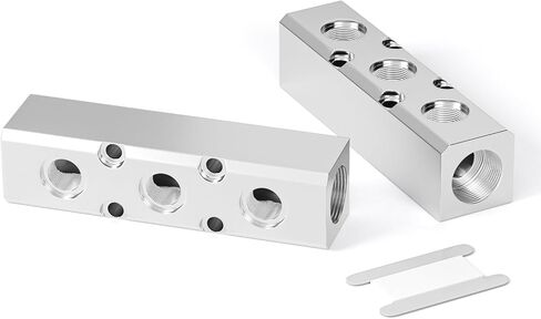 TAILONZ PNEUMATIC 1/2"NPT مدخل و1/4" NPT مخرج 10 طرق تحويل كتلة الألومنيوم كتلة توزيع الهواء الهوائية لمصدر الهواء المضغوط والعادم 2 قطعة in Kuwait