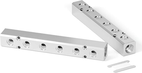 TAILONZ PNEUMATIC 1/2"NPT مدخل و1/4" NPT مخرج 10 طرق تحويل كتلة الألومنيوم كتلة توزيع الهواء الهوائية لمصدر الهواء المضغوط والعادم 2 قطعة in Kuwait