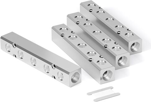 TAILONZ PNEUMATIC 1/2"NPT مدخل و1/4" NPT مخرج 10 طرق تحويل كتلة الألومنيوم كتلة توزيع الهواء الهوائية لمصدر الهواء المضغوط والعادم 2 قطعة in Kuwait