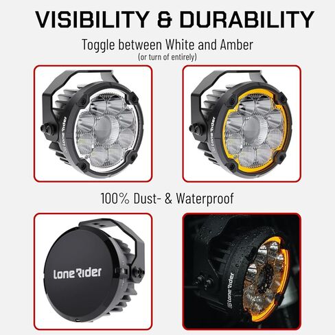 Lone Rider Lights for BMW R1300GS Adventure Motorcycle - Dust & Waterproof LED Headlights with DRL, 23200 Lumens, 6-in-1 Beam Pattern with MotoCAN and Bar Clamp Mount in Saudi Arabia