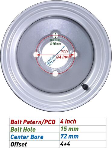 إطار وعجلة WANDA ATV مقاس 22X11-10 مع 4 عروات على عجلات فضية PCD مقاس 4 بوصات 10048، Pk 2 in Kuwait