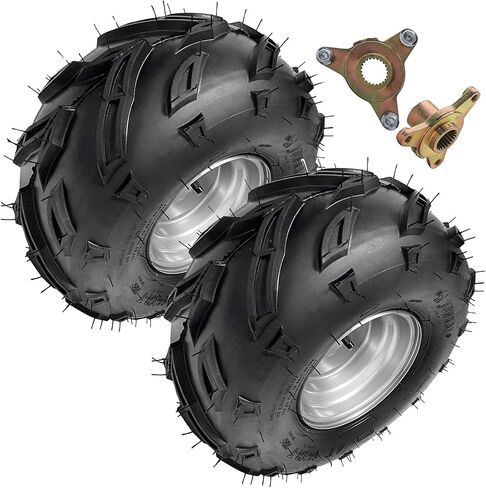 عجلات وإطارات Go Kart مقاس 16 × 8-7 مع محاور خلفية، مجموعة مكونة من 2 إطارات مقاس 7 بوصة لمركبات ATV وUTV وQuad ودراجة صغيرة وجزازة العشب، 110cc-125cc، متوافقة مع Taotao وKazuma وRoketa وColeman - 3 مسامير بنمط مسمار 78 مم in Kuwait