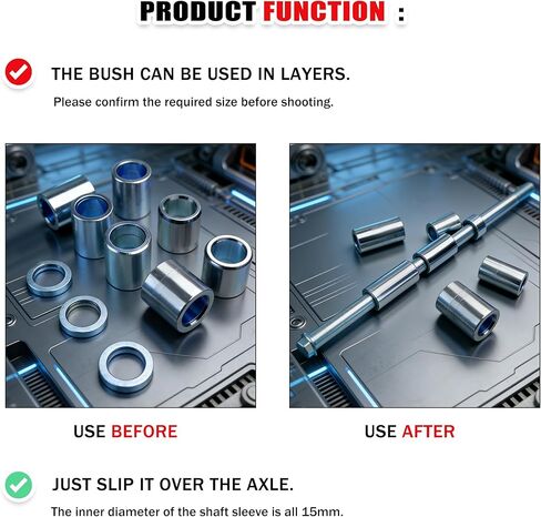 15mm Motorcycle Wheel Spacers Kit, 11 Pcs Axle Bushings, for XR50 CRF50 Mini Bike Dirt Pit Bike 50-160cc, Universal 15mm Axle in Kuwait