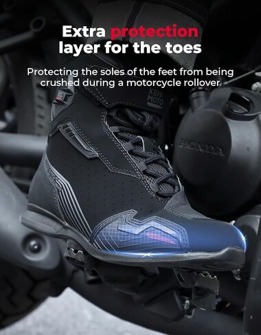 KEMIMOTO Motorcycle Boots Men CE Certification Ankle, Thick Heel Protection Mesh Breathable Motorcycle Riding Shoes for Commuting,Motor-Travel,Trekking,Hiking in Kuwait