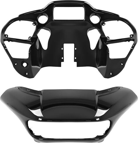مجموعة الهدايا الداخلية والخارجية من ALMULOO متوافقة مع 2015-2024 Harley Davidson Road Glide / 2018-2024 CVO Road Glide Fairings الأمامية السوداء اللامعة من بلاستيك ABS in Kuwait
