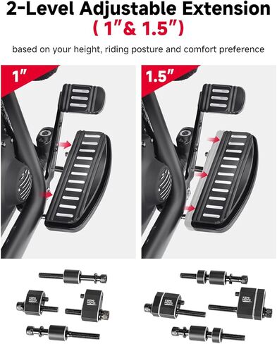 KEMIMOTO Driver Floorboard Extension Kit 1 Inch & 1.5 Inch, Adjustable CNC Aluminum Footboard Spacer Extenders Fits for Touring 2009-2025 FL Trikes 2009-2013, Outward Extend Enhanced Long Ride Comfort in Kuwait