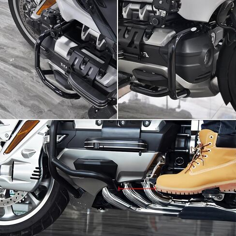 دراجة نارية Panical لهوندا GoldWing GL1800 F6B 2018-2026 GL1800B Dct Bumper Tour Highway Engine إطار من الفولاذ المقاوم للصدأ شريط حماية يسار يمين (أسود) in Kuwait