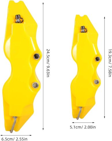 2Pcs 3D Style Yellow Brake Caliper Covers Set for Front and Rear Disc Brake Protection Kit for Cars Sturdy Easy Installation in Kuwait