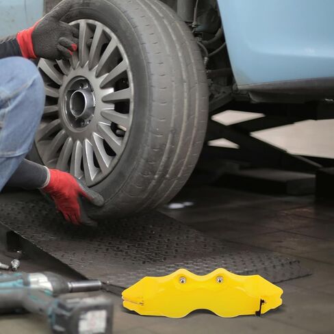2Pcs 3D Style Yellow Brake Caliper Covers Set for Front and Rear Disc Brake Protection Kit for Cars Sturdy Easy Installation in Kuwait