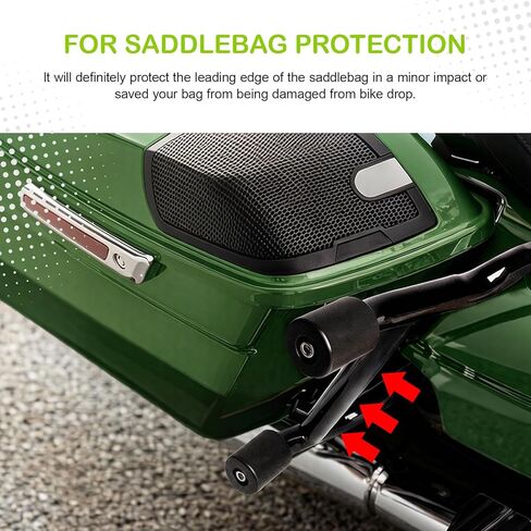 2023-2026 Street Glide Road Glide Saddlebag Guard Crash Bar متوافق مع Harley Davidson Touring FLTRX FLHX FLHXU FLTRXSE FLHXSE FLTRXSTSE شريط أسود مع قضبان دعم in Kuwait