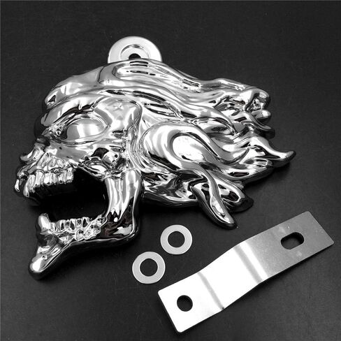 MT246-009-CD Chrome Ghost Head Wind head horn cover Compatible with 1992 and up Harley-Davidson with side mount Inchescowbell Inches and all V-rod's in Kuwait