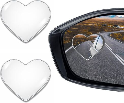 Quzzy 2 PCS Blind Spot Mirrors, Heart Shaped Blindspot, 360 Degree Adjustable Wide Angle Rearview Mirror, Automotive Exterior Accessories for Cars Suvs in Kuwait