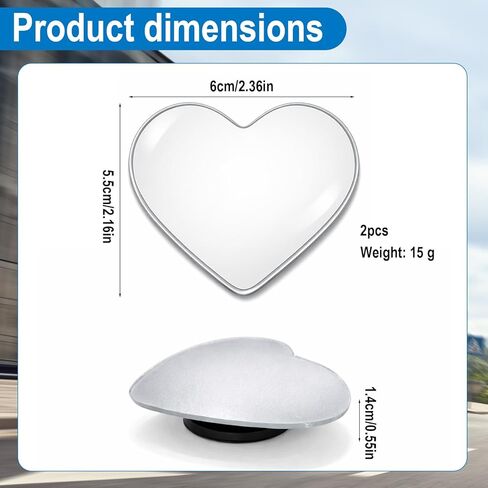 Quzzy 2 PCS Blind Spot Mirrors, Heart Shaped Blindspot, 360 Degree Adjustable Wide Angle Rearview Mirror, Automotive Exterior Accessories for Cars Suvs in Kuwait