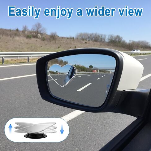 Quzzy 2 PCS Blind Spot Mirrors, Heart Shaped Blindspot, 360 Degree Adjustable Wide Angle Rearview Mirror, Automotive Exterior Accessories for Cars Suvs in Kuwait