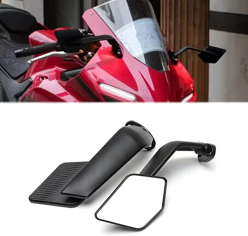 ل 2026 2025 YZF R6 R25 R3 R125 R15 CBR650R CBR500R CBR300R تعديل مرآة الرؤية الخلفية للدراجة النارية مع أجنحة دوارة قابلة للتعديل ، مناسبة 2010-2026 in Kuwait