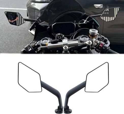 ل 2026 2025 YZF R6 R25 R3 R125 R15 CBR650R CBR500R CBR300R تعديل مرآة الرؤية الخلفية للدراجة النارية مع أجنحة دوارة قابلة للتعديل ، مناسبة 2010-2026 in Kuwait