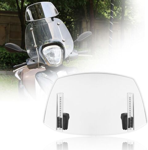 PACEWALKER Universal Motorcycle Windshield Extension Motorcycle Wind Deflector Adjustable Clip-on Windscreen Visor Fit for Most Motorcycle Scooter Dirt Bikes (Transparent) in Kuwait