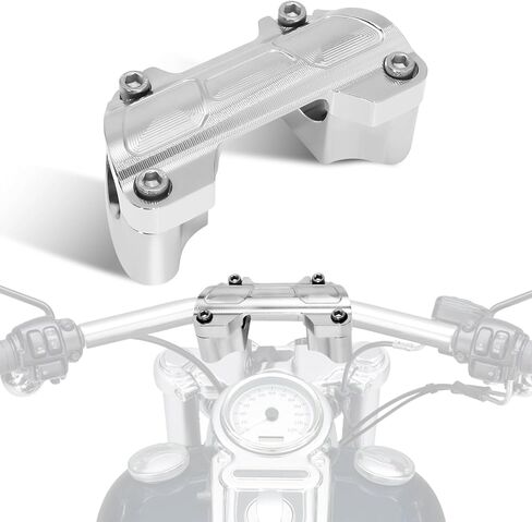 حامل مقود طويل 1.5 بوصة حامل سفلي للقضيب 1.25 بوصة لدراجات Harley Touring Street glide وElectra glide وSportster XL883 1200 48 وSoftail وDyna Models (ارتفاع الارتفاع: 1.5 بوصة لشريط 1.25 بوصة) in Kuwait