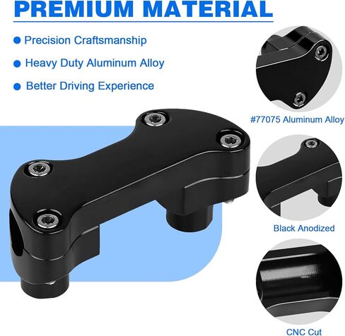 1.25" Handlebar Riser Top Clamp Kit 1.5 Inch Tall for Harley Sportster Dyna Touring Street Glide Electra Glide Softail Street Bob Fat Boy Fat Bob Low Rider XL 883 1200 (Height: 1.5", For 1.25" Bar) in Kuwait
