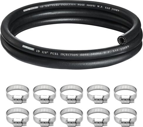 طاقة الشر 3/8 "خط الوقود خرطوم 10FT خرطوم حقن الوقود نقل المطاط مع 10 قطعة المشابك SAE 30R9 300PSI in Kuwait