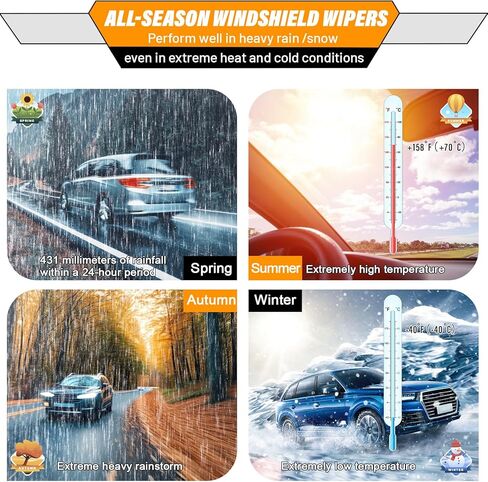 AUTOBOO 24"+19" Windshield Wipers Blades Replacement for Honda CRV CR-V 2023 2024 2025 with 10 Inch Rear Wiper Blade -Original Factory Quality (Pack of 3) in Kuwait