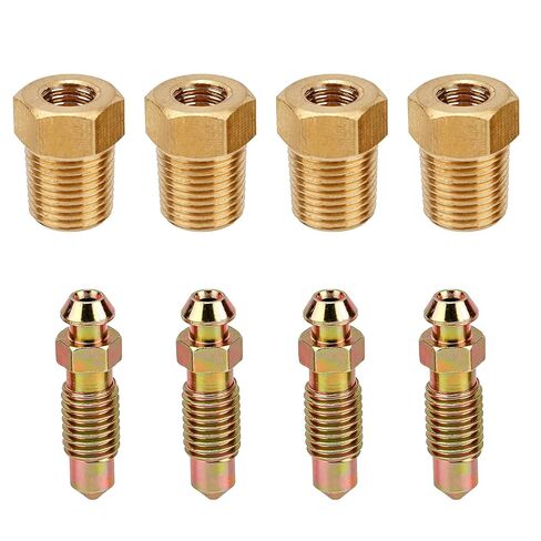 4 مجموعات 1/8" NPT برغي نازف الفرامل ومجموعة القاعدة، تتضمن 1/4"-28 براغي نازف و1/8"-27 قواعد ملولبة بديلة لفرجار فرامل السيارة in Kuwait