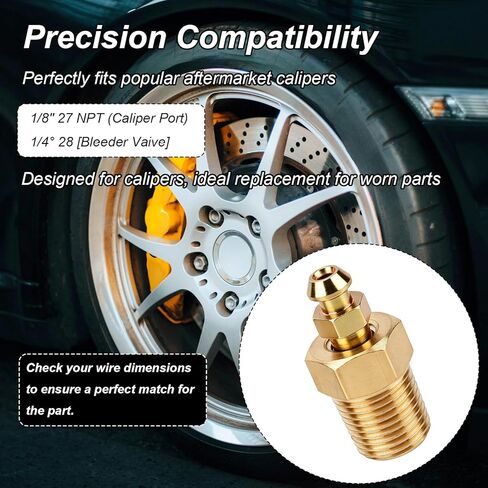 4 مجموعات 1/8" NPT برغي نازف الفرامل ومجموعة القاعدة، تتضمن 1/4"-28 براغي نازف و1/8"-27 قواعد ملولبة بديلة لفرجار فرامل السيارة in Kuwait