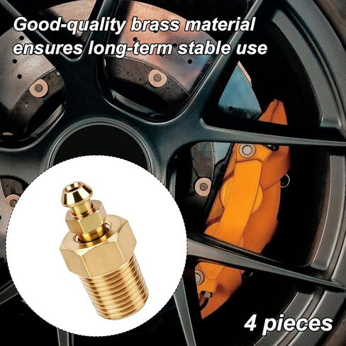 4 مجموعات 1/8" NPT برغي نازف الفرامل ومجموعة القاعدة، تتضمن 1/4"-28 براغي نازف و1/8"-27 قواعد ملولبة بديلة لفرجار فرامل السيارة in Kuwait