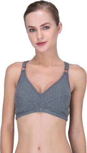 Cottonique Hypoallergenic Organic Cotton Racerback Pullover Bra for Women with Sensitive Skin (Melange Brown) in Saudi Arabia