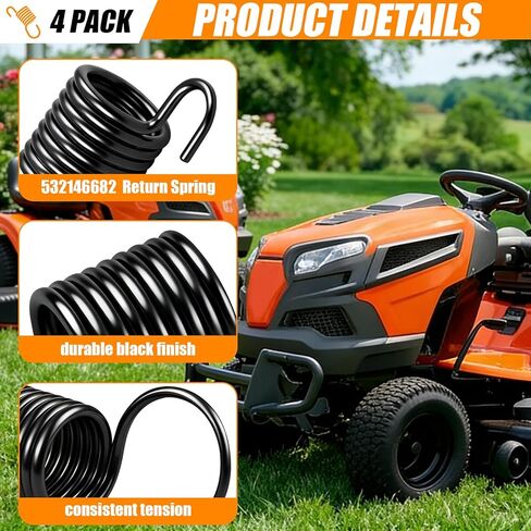 4 عبوات 532146682 زنبرك إرجاع الفرامل، طول 1.65 سم، لجرارات العشب AYP Husqvarna Craftsman Roper بما في ذلك 917.270514 in Kuwait