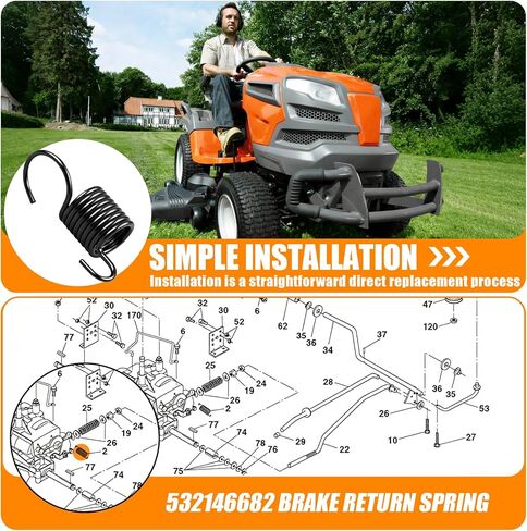 4 عبوات 532146682 زنبرك إرجاع الفرامل، طول 1.65 سم، لجرارات العشب AYP Husqvarna Craftsman Roper بما في ذلك 917.270514 in Kuwait