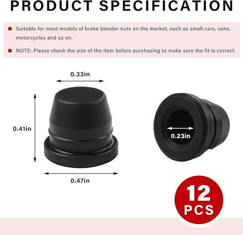 12 PCS Car Brake Bleeder Screw Caps, Rubber Auto Grease Zerk Fitting Dust Covers Replacement, Waterproof Brake Bleeder Caliper Nipple Cap for Cars Bicycles Motorcycles in Kuwait