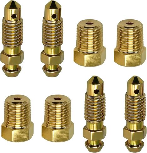 8 قطع براغي نازفة، برغي نحاسي 1/8"-27، طقم براغي سيارة نحاسية مع 1/4"-28 براغي نازفة، ملحقات قوية لفرجار فرامل السيارات (ذهبي) in Kuwait