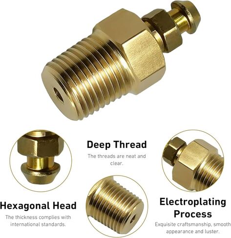 8 قطع براغي نازفة، برغي نحاسي 1/8"-27، طقم براغي سيارة نحاسية مع 1/4"-28 براغي نازفة، ملحقات قوية لفرجار فرامل السيارات (ذهبي) in Kuwait