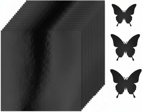 Tenceur 50 Sheets Black Cardstock Shimmer Metallic Paper 12 x 12 Card Stock Foil Sheets Square Printer Paper 250gsm Cardstock for Birthday Card Making DIY Projects Crafting Party Decorations in Saudi Arabia