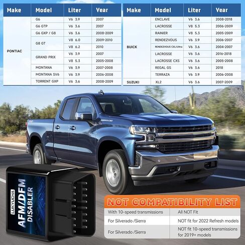 AFM Disabler 5.3 Silverado، جهاز تعطيل إدارة الوقود النشط AFM/DFM، DOD حذف تعطيل متوافق مع GM V6 V8 (Chevy GMC Sierra Yukon Cadillac Escalade) 2010-2018 4.3L 5.3L 6.0L 6.2L in Kuwait