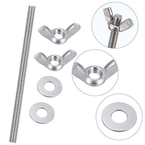 3.94 Inch Screw Bolts with Wing Nut, Air Cleaner Stud Kit, 1/4 Inch Thread, Silver, Durable Replacement for Air Cleaner Systems in Kuwait
