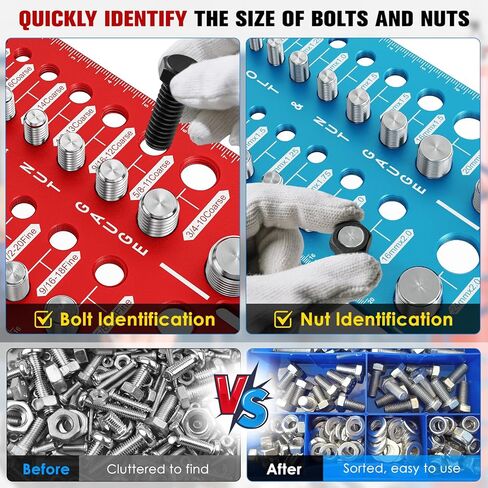42 Nut and Bolt Thread Checker Standard and Metric,Bolt Size and Thread Gauge with 19 Standard & 15 Metric Bolt & 8 Drill Bit Gauge,Bolt and Nut Identifier Gauge in Saudi Arabia