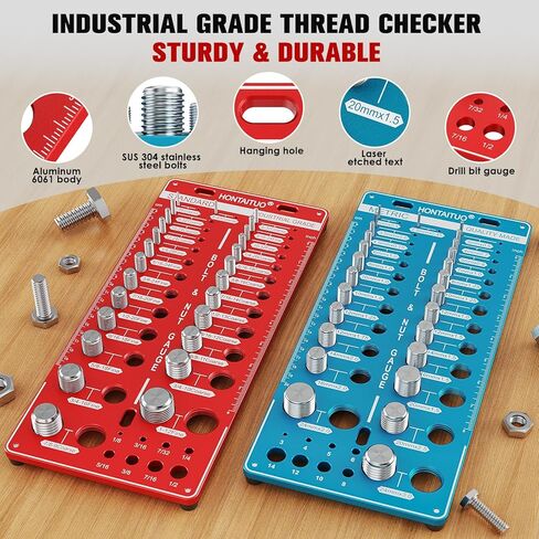 42 Nut and Bolt Thread Checker Standard and Metric,Bolt Size and Thread Gauge with 19 Standard & 15 Metric Bolt & 8 Drill Bit Gauge,Bolt and Nut Identifier Gauge in Saudi Arabia
