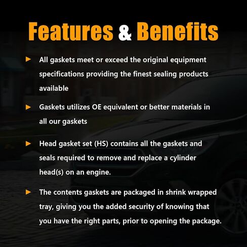 مجموعة حشية رأس اسطوانة المحرك من AUCERAMIC HS54999 مناسبة لـ 2013-2016 Hyundai Santa Fe Sport/2011-2014 Sonata/ 2014-2015 Kia Optima 2.0L L4 Turbocharged in Kuwait