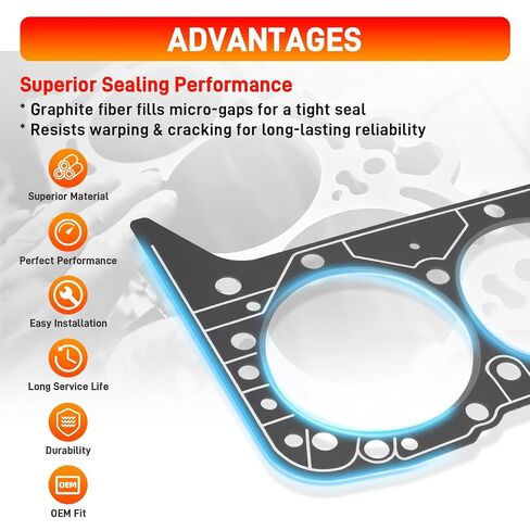 مجموعة حشيات المحرك 260-1269 متوافقة مع Chevy C1500/C2500/K1500 G20/G30، GMC G1500/G2500 Yukon، Isuzu NPR SBC 350 5.7L استبدال المحرك # KS2666 in Kuwait
