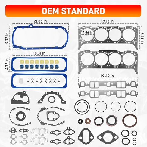 مجموعة حشيات المحرك 260-1269 متوافقة مع Chevy C1500/C2500/K1500 G20/G30، GMC G1500/G2500 Yukon، Isuzu NPR SBC 350 5.7L استبدال المحرك # KS2666 in Kuwait