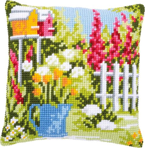 Vervaco Cross Stitch Pillow Kit Spirit of The Flag DIY Patriotic Home Decor Stamped Embroidery Chunky Cross Stitch Cushion Craft Supplies ca. 24,8" x 12" Needlepoint Kits for Adults Creative Gift in Saudi Arabia
