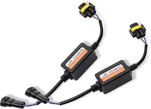 Pack-2 Car H11/H8/H9 LED Bulb Decoder, Lighting System Anti-flicker Harness Adapter, Warning Error Fault Decoder to Fix Bulb On and Off Problem, Universal for Cars Radio Audio Filter (Black) in Kuwait