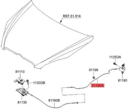 كابل تحرير مزلاج غطاء المحرك الجديد 811901E000 لشركة Hyundai Accent 2006-2011 in Kuwait