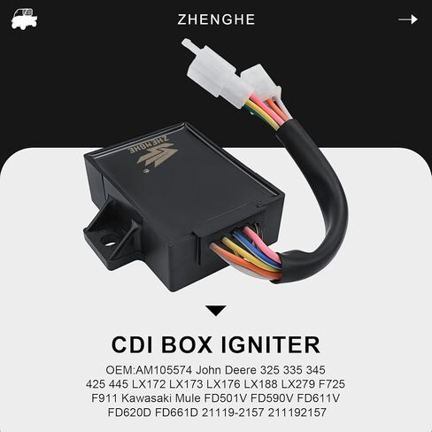 CDI Box Igniter Igniter AM105574 21119-2157 بديل لجون ديري 325 335 345 425 445 LX172 LX173 LX176 LX188 LX279 F725 F911 Kawasaki Mule FD501V FD590V FD611V FD620D FD661D 211192157 in Kuwait